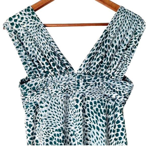 BCBGMAXAZRIA Teal Green Abstract Bodycon Sweetheart Ruched Twist-Knot Dress Sz S - Picture 12 of 15